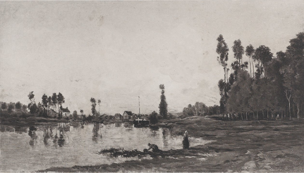 Vid floden, 1865. av Charles Francois Daubigny