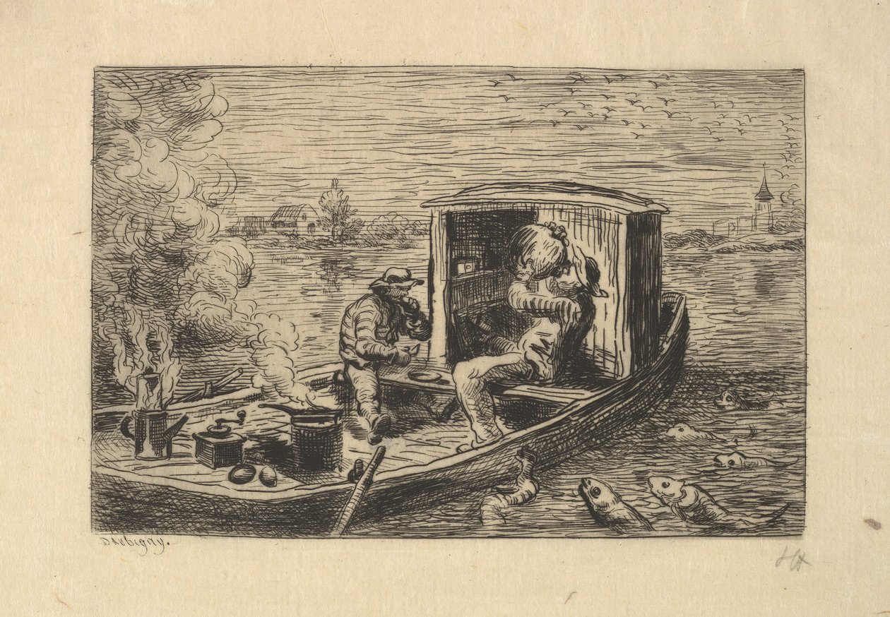 Gobbling a Meal, 1861. av Charles Francois Daubigny