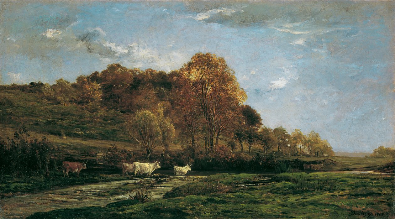 Höstligt ängslandskap av Charles Francois Daubigny