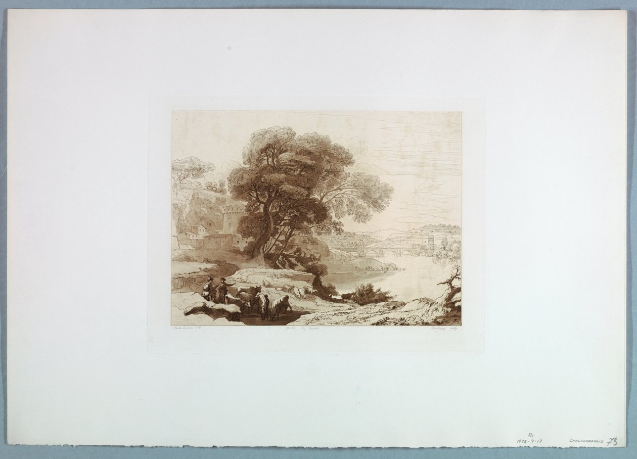 Landskap (efter Claude Lorrain) av Charles Francois Daubigny