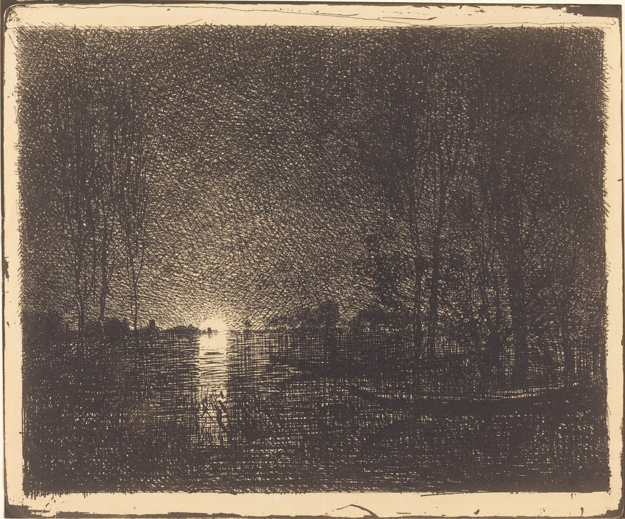 Månbelyst landskap av Charles Francois Daubigny