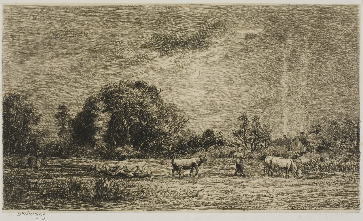 Månuppgång av Charles Francois Daubigny