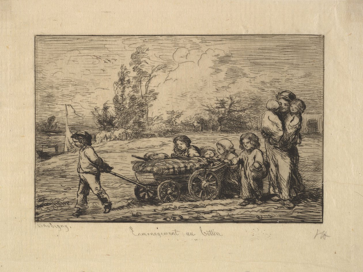 Flyttar in i båten, 1861. av Charles Francois Daubigny