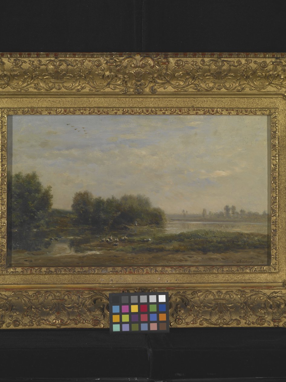 On The Oise (olja på trä) av Charles Francois Daubigny