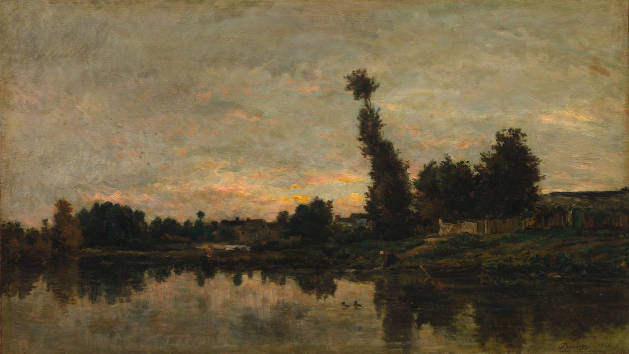 Solnedgång vid floden Oise, 1866. av Charles Francois Daubigny