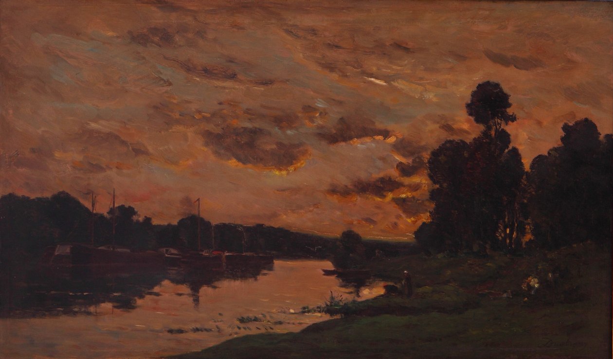 The Afternoon (olja på panel) av Charles Francois Daubigny