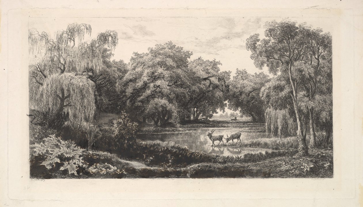 Rådjursdammen, 1837-78. av Charles Francois Daubigny