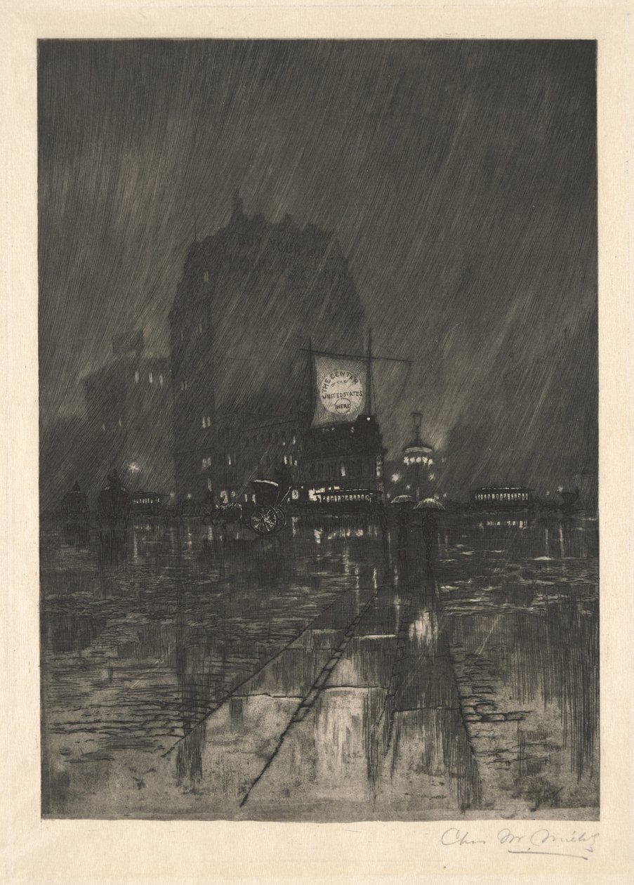 En regnig natt, Madison Square av Charles Frederick William Mielatz