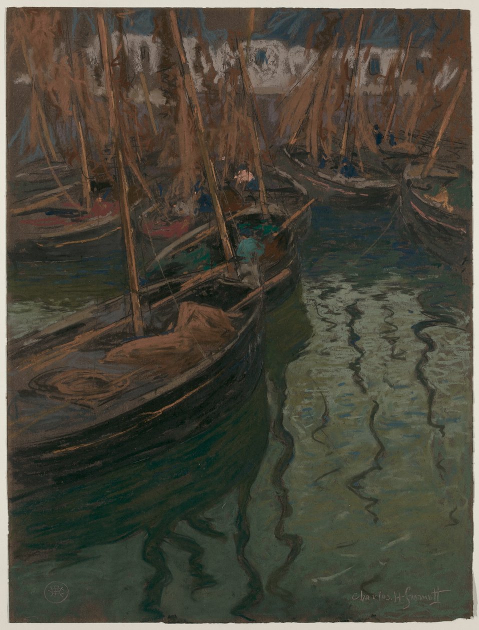 A Dock Harmony - Fiskebåtar av Charles Fromuth