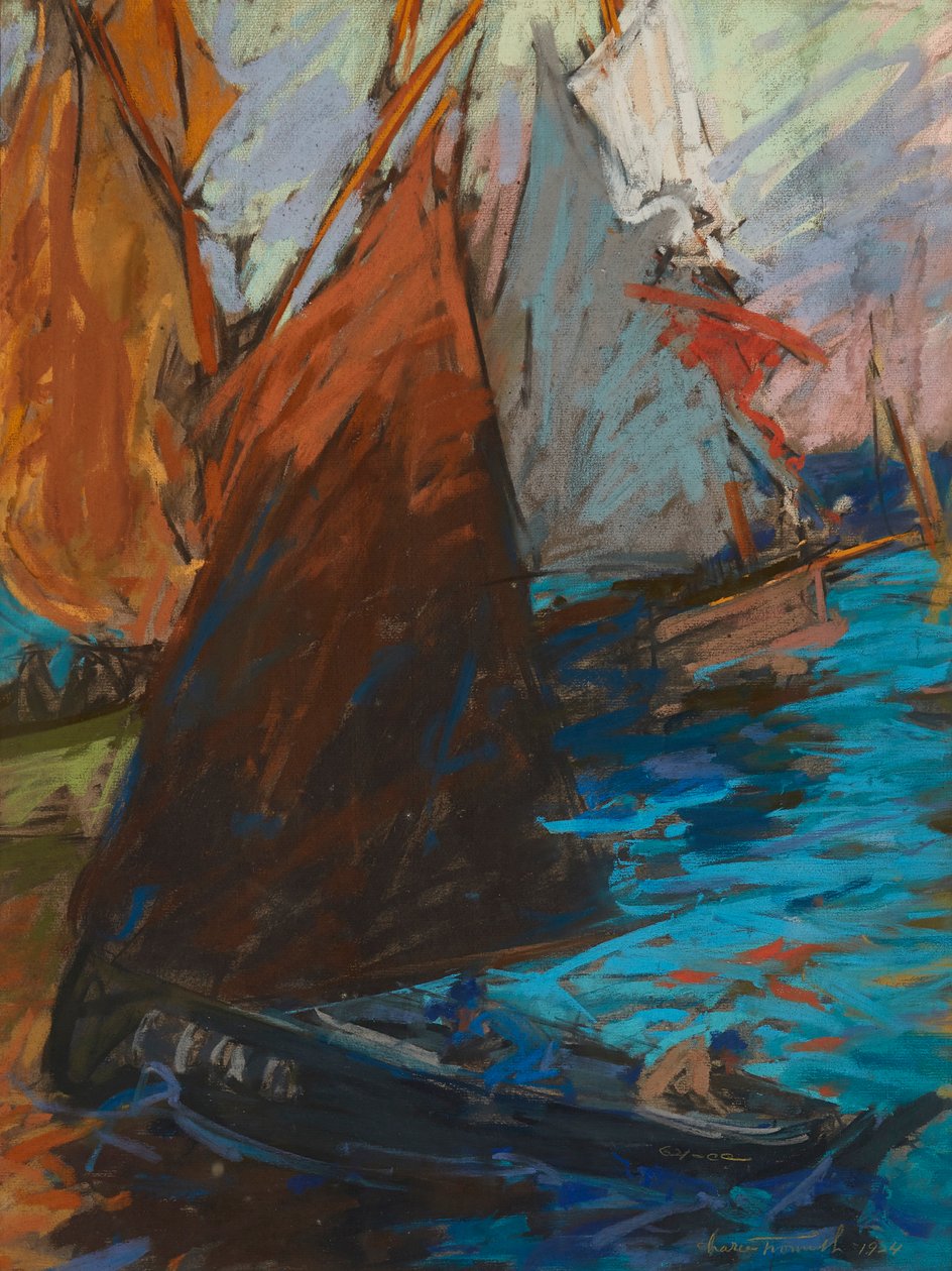 Sommarsegling (pastell på mörkt papper) av Charles Fromuth