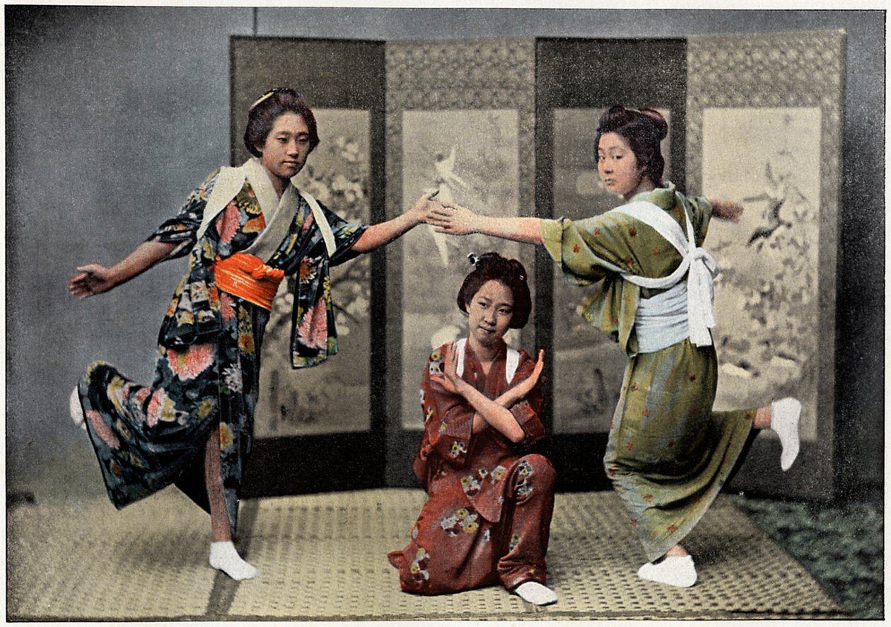 En familjedans i Japan, c1890 av Charles Gillot