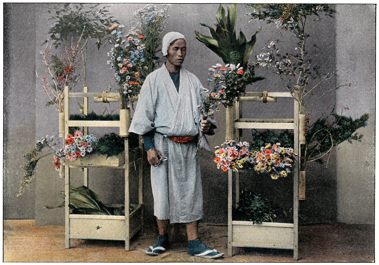 Blomsterhandlare i Japan, c1890 av Charles Gillot