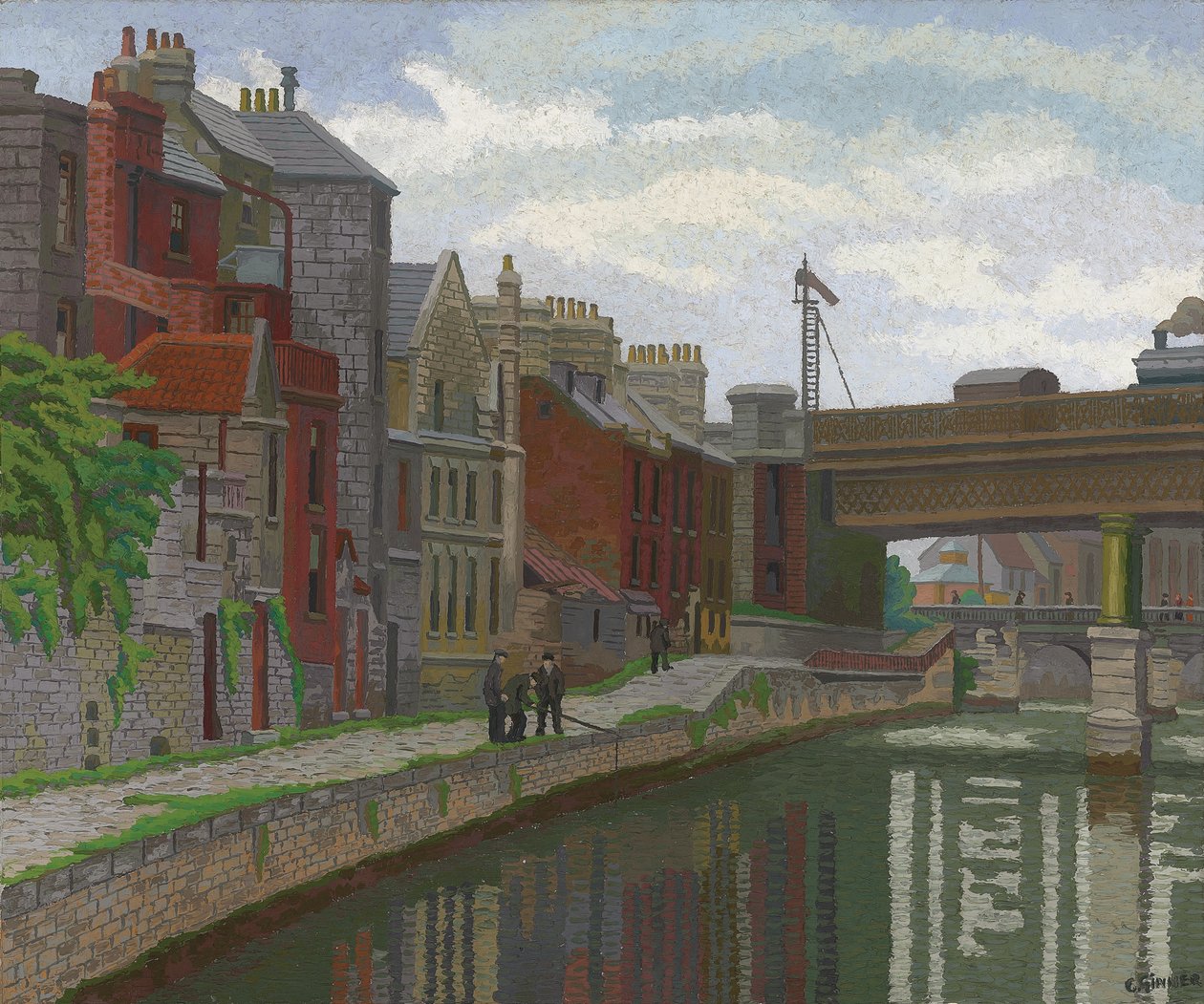 Gamla hus, bad av Charles Ginner