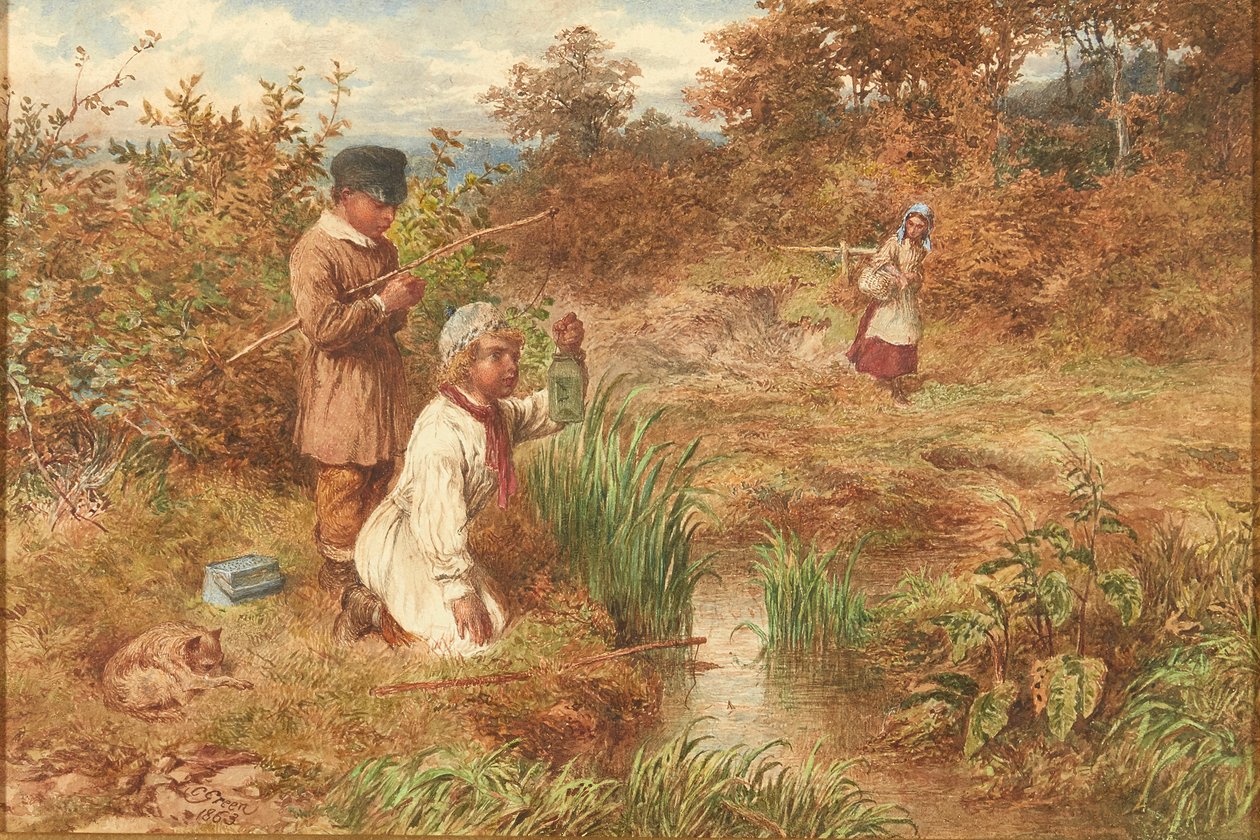 Stickleback Fishers (akvarell) av Charles Green