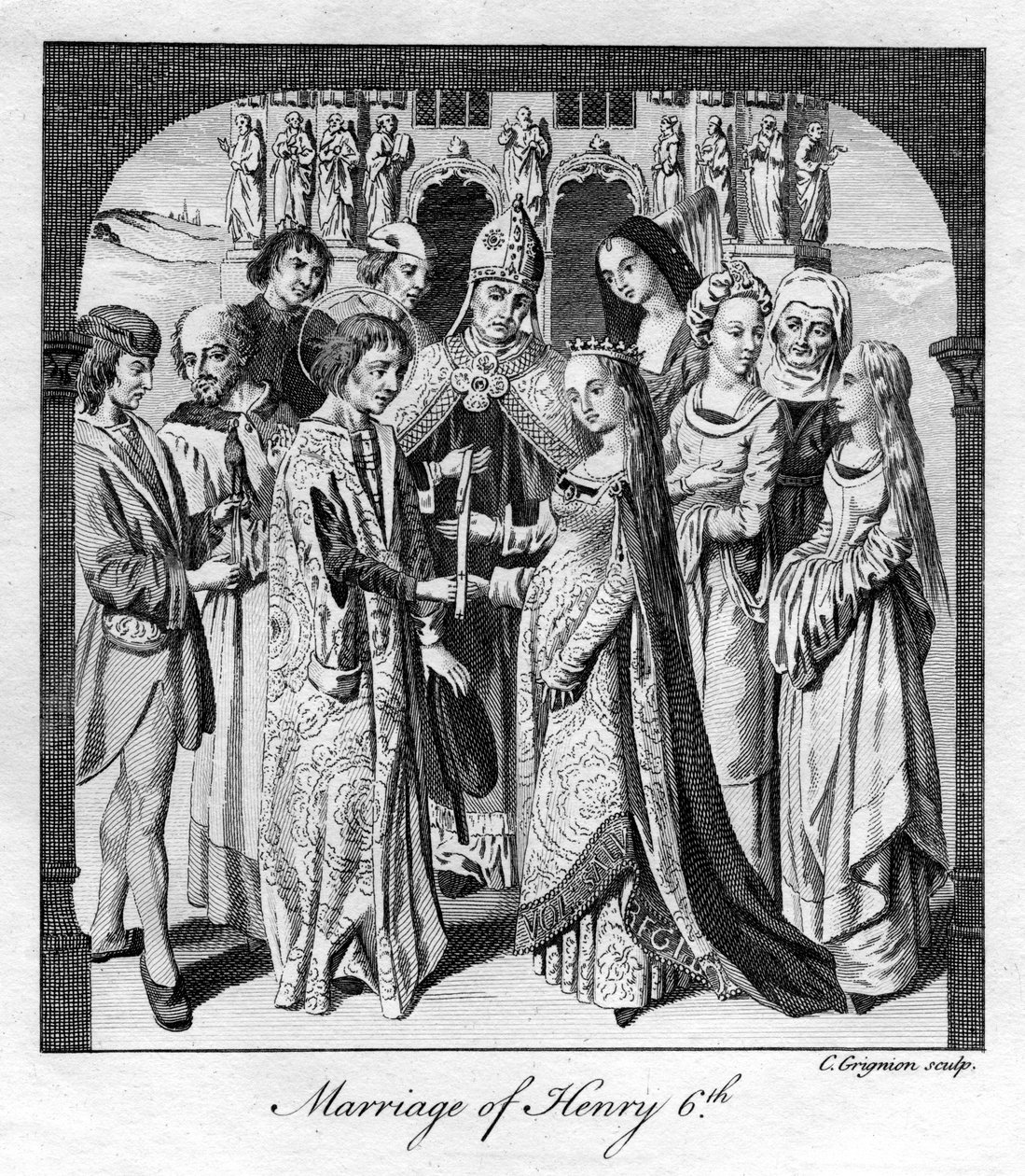 Henrik VIs äktenskap, 1445, 1700-talet. av Charles Grignion