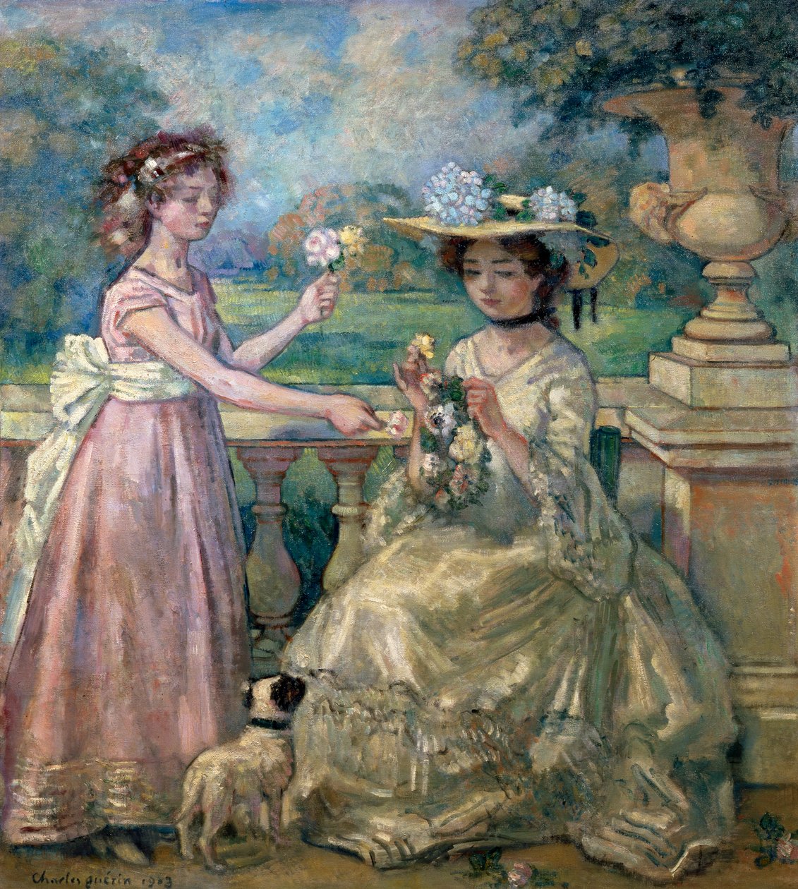 "Två flickor på en terrass", 1903. av Charles Guerin