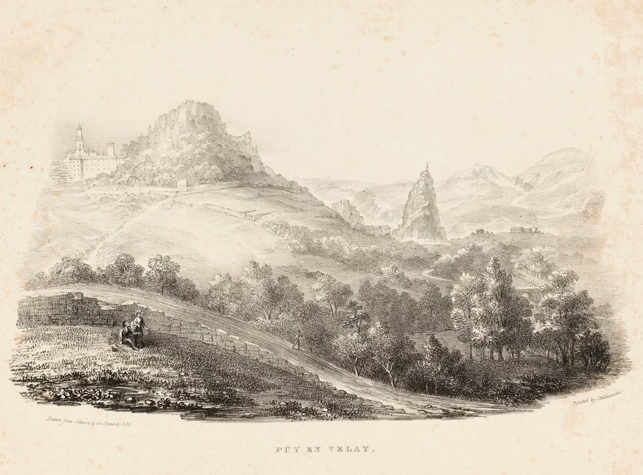 Puy en Velay (litografi) av Charles Joseph Hullmandel
