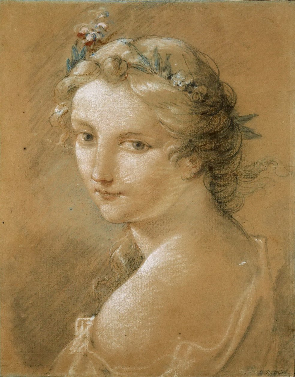 Porträtt av en ung kvinna. av Charles Joseph Natoire