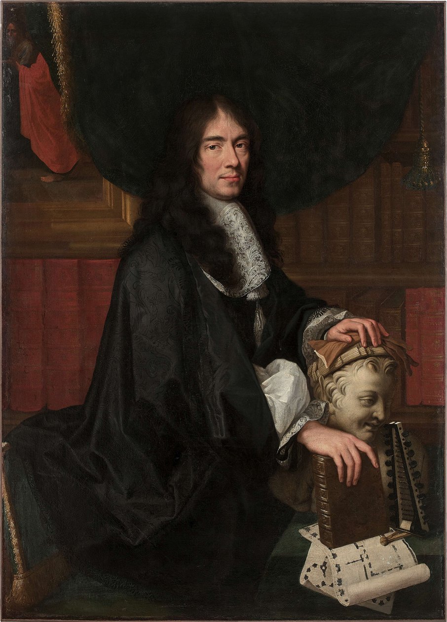 Porträtt av Charles Perrault 1628-1703. av Charles Le Brun