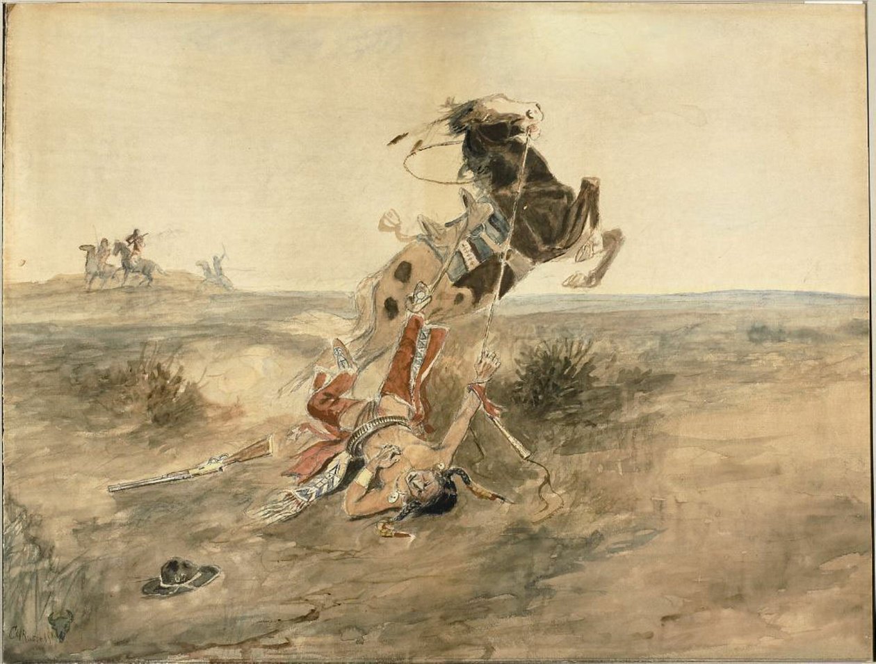 Fallen indisk krigare av Charles Marion Russell