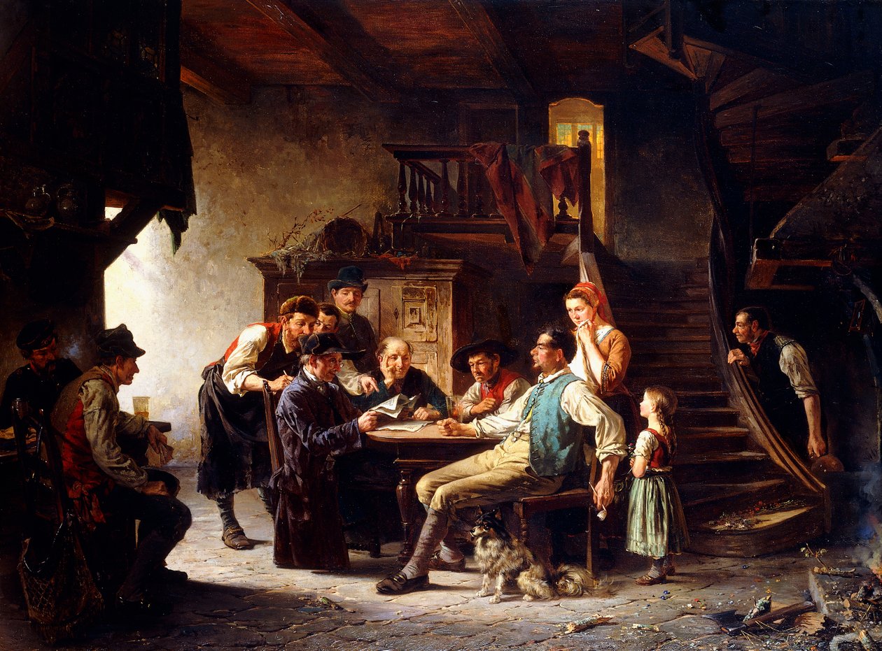 Läser nyheterna, 1887 av Charles Meer Webb
