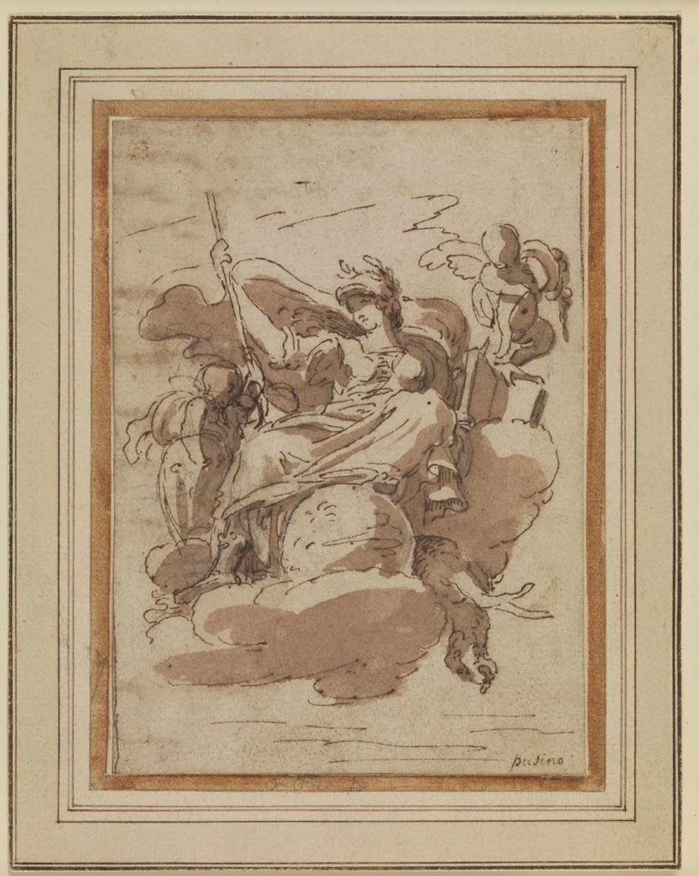 Allegorisk kvinnofigur, sittande på moln av Charles Mellin