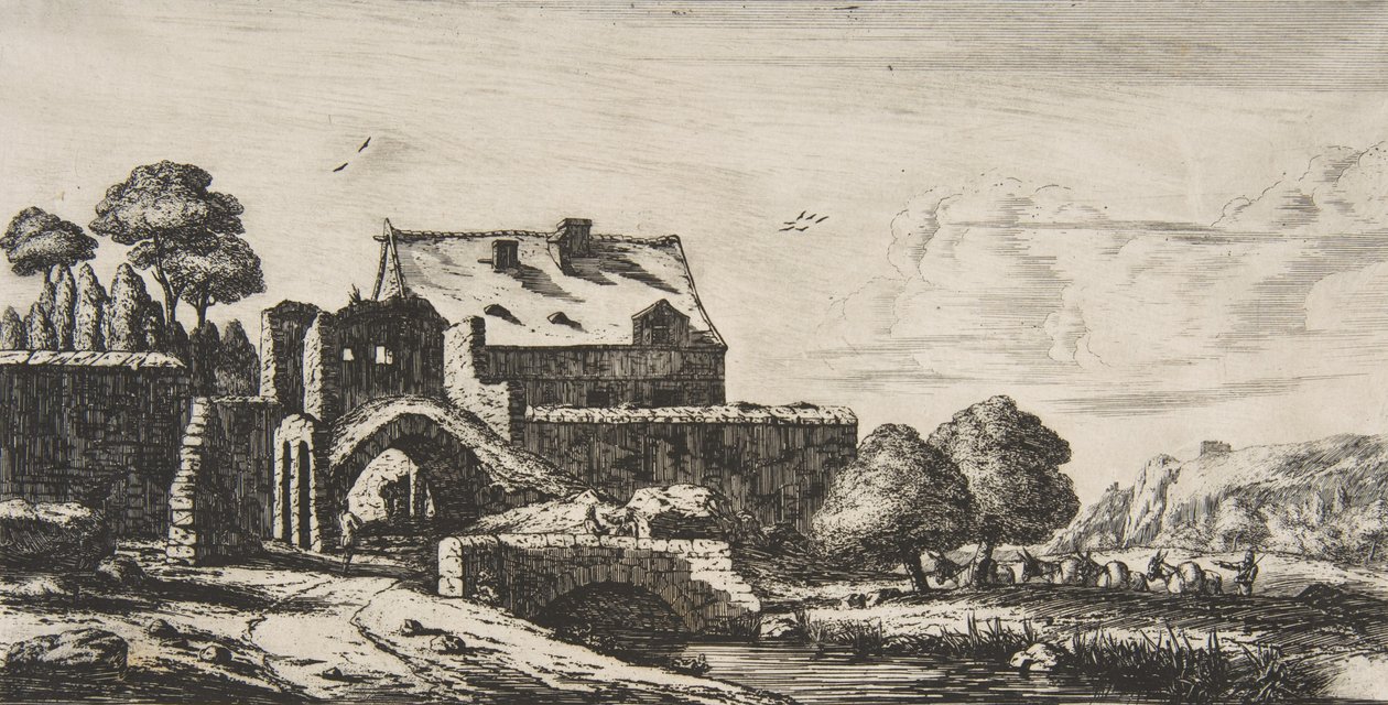 En vattenkvarn nära Saint-Denis, 1850. av Charles Meryon