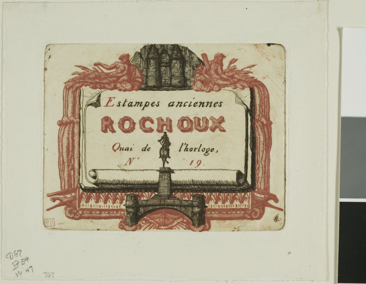 Adresskort för tryckeriet, Rochoux av Charles Meryon