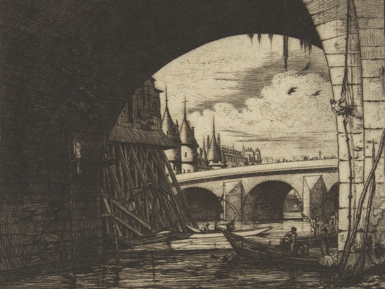 Archway, Pont Notre-Dame, Paris, 1853. av Charles Meryon
