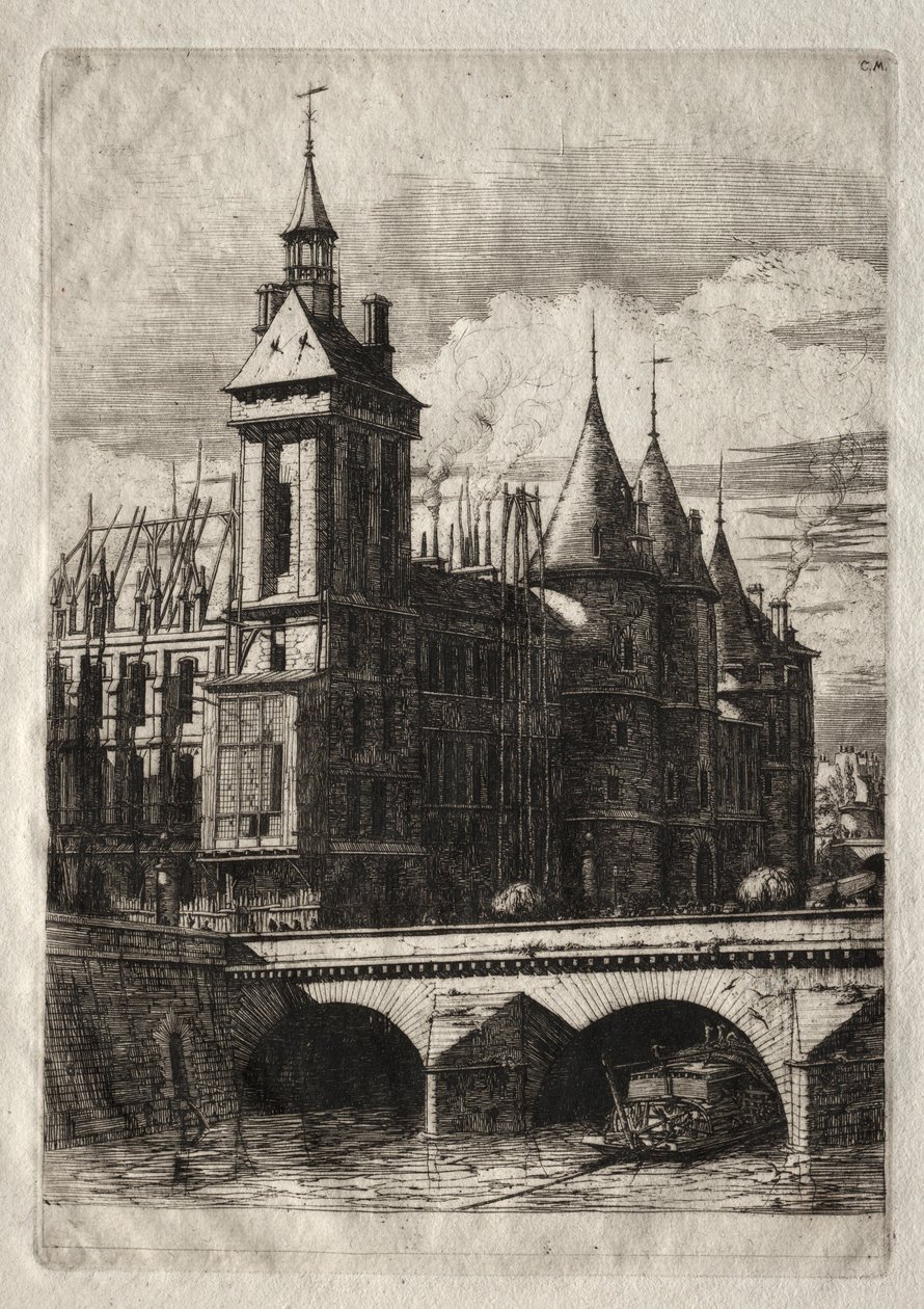 Etsningar av Paris: Klocktornet, 1852. av Charles Meryon