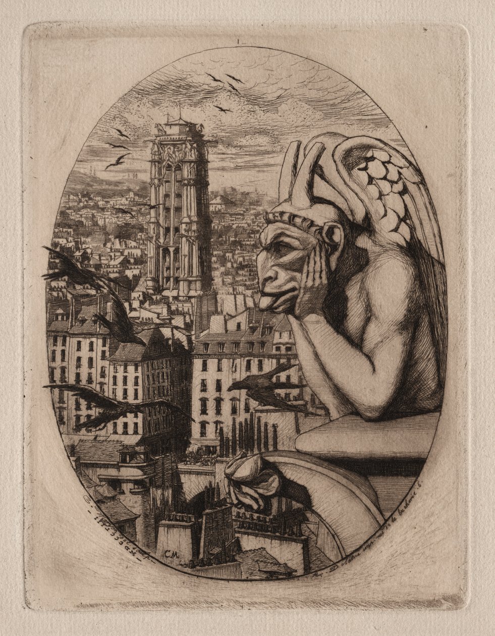 Etsningar av Paris: Gargoylen av Charles Meryon