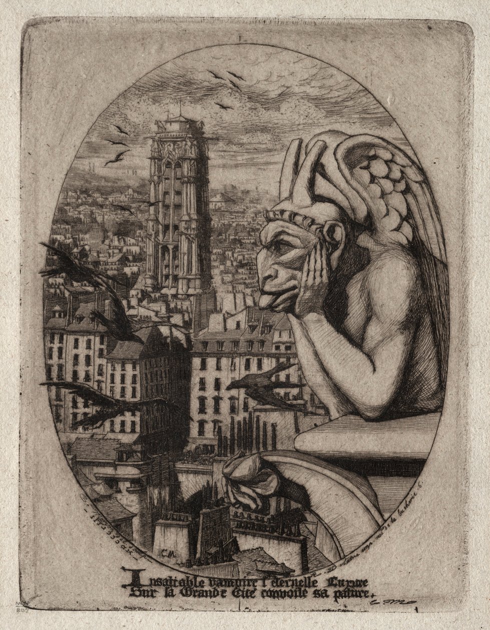 Etsningar av Paris: Gargoylen, 1853. av Charles Meryon