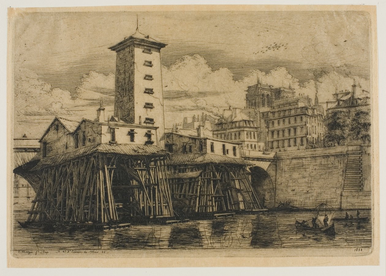 Notre-Dame Pump, Paris av Charles Meryon