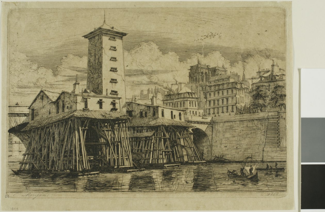 Notre-Dame Pump, Paris av Charles Meryon