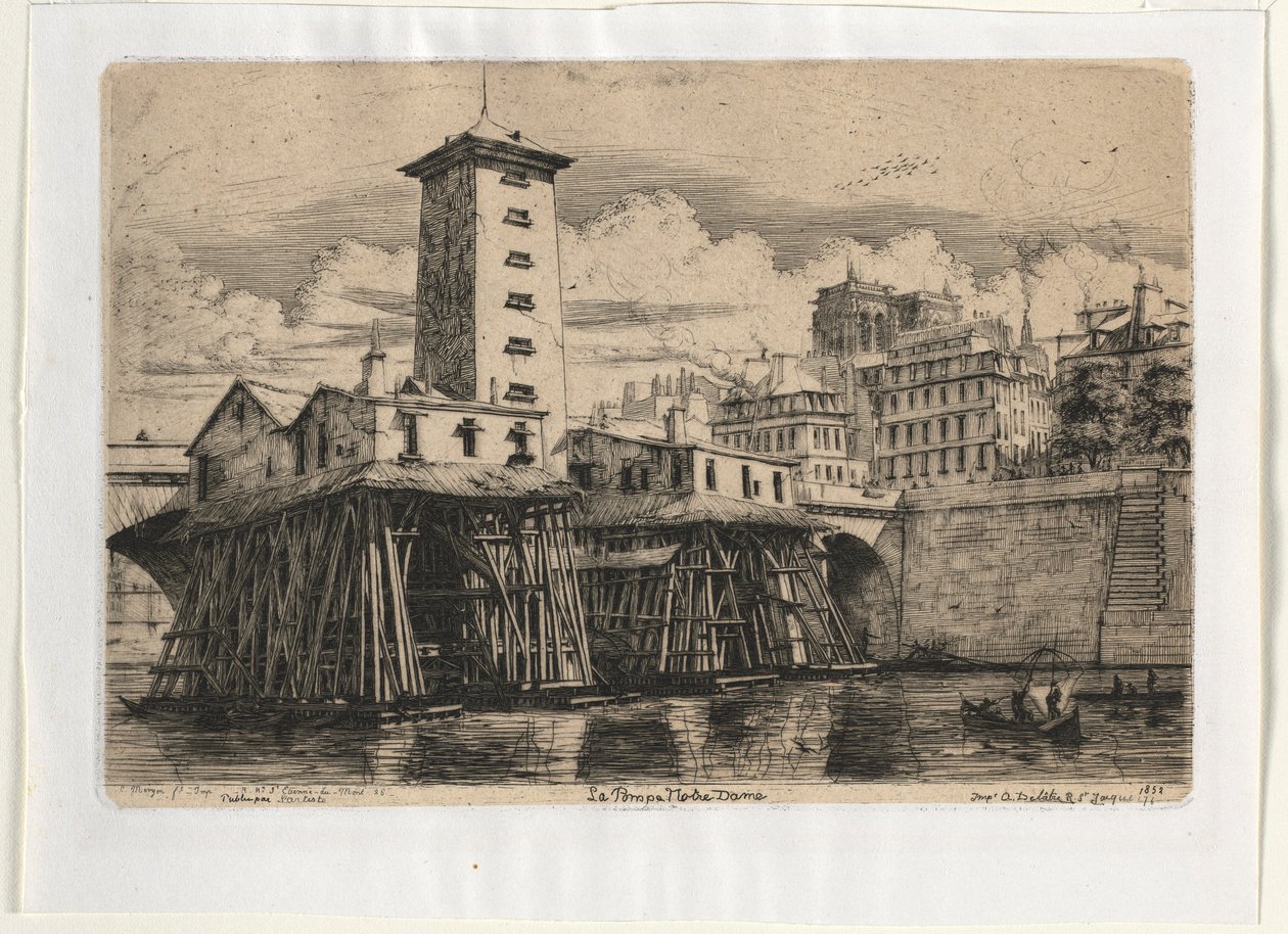 Notre Dame pumphus, Paris, 1852. av Charles Meryon