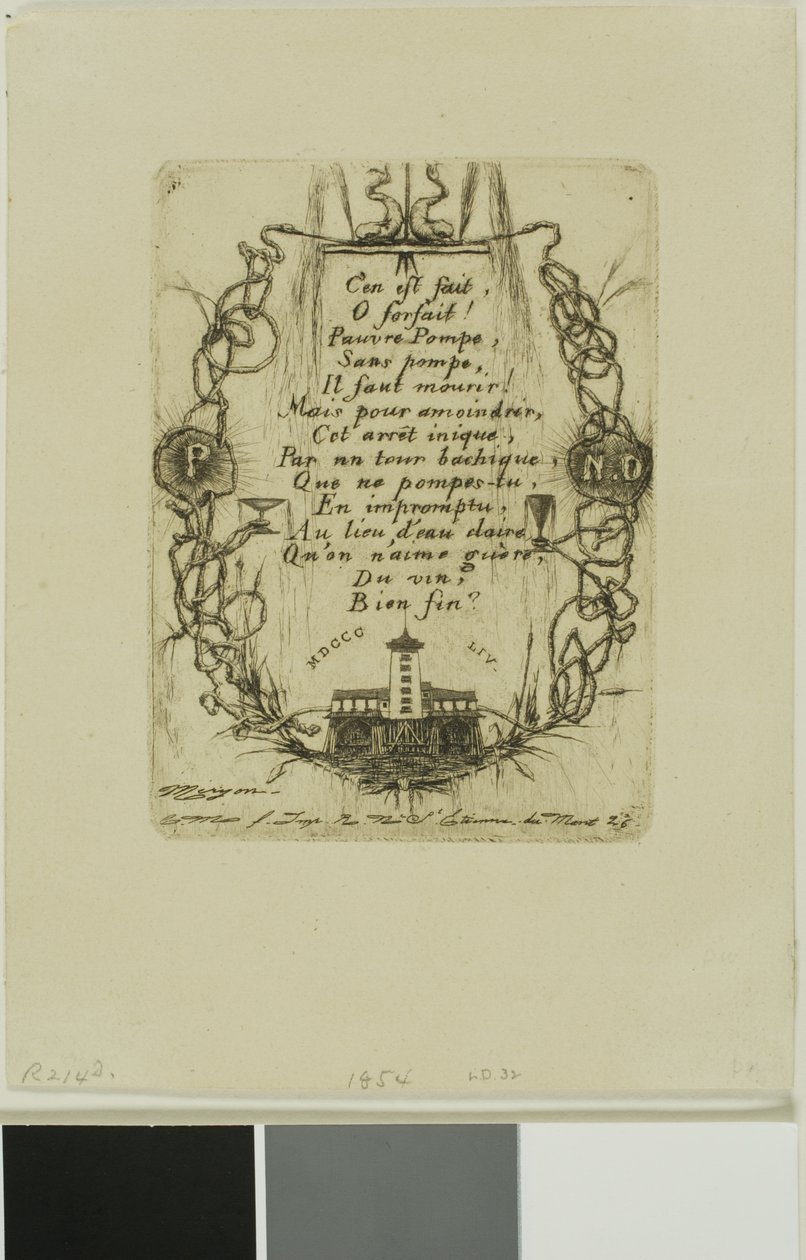 Pompe Notre-Dame, Paris, liten tallrik av Charles Meryon