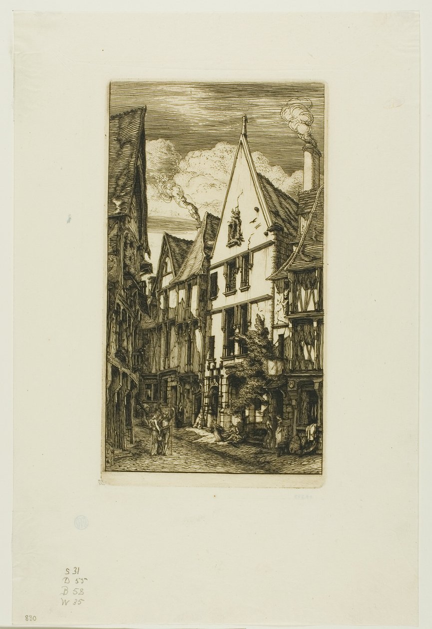 Rue des Toiles, Bourges av Charles Meryon