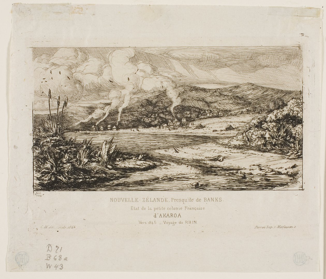 Den lilla franska kolonin i Akaroa, 1845 av Charles Meryon