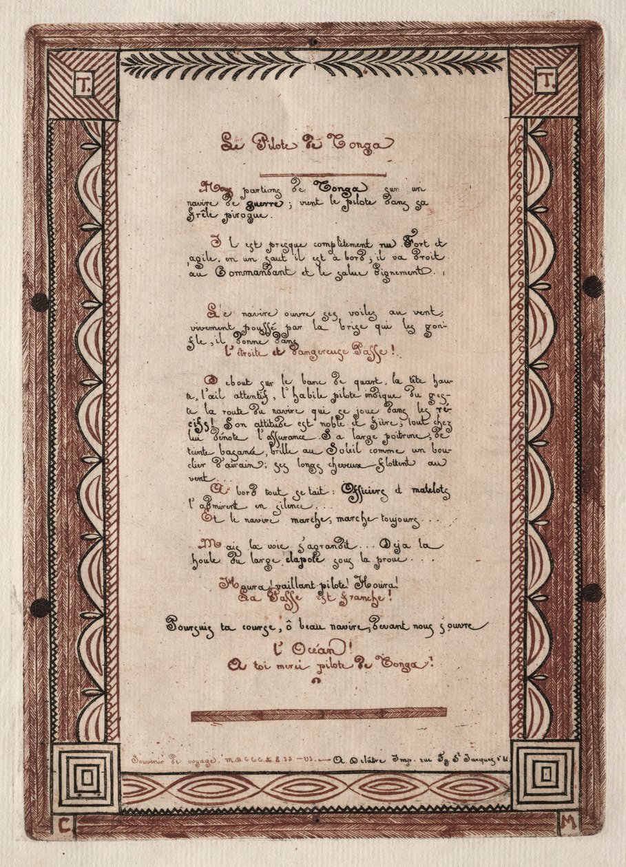 Verser till Piloten av Tonga, 1856. av Charles Meryon
