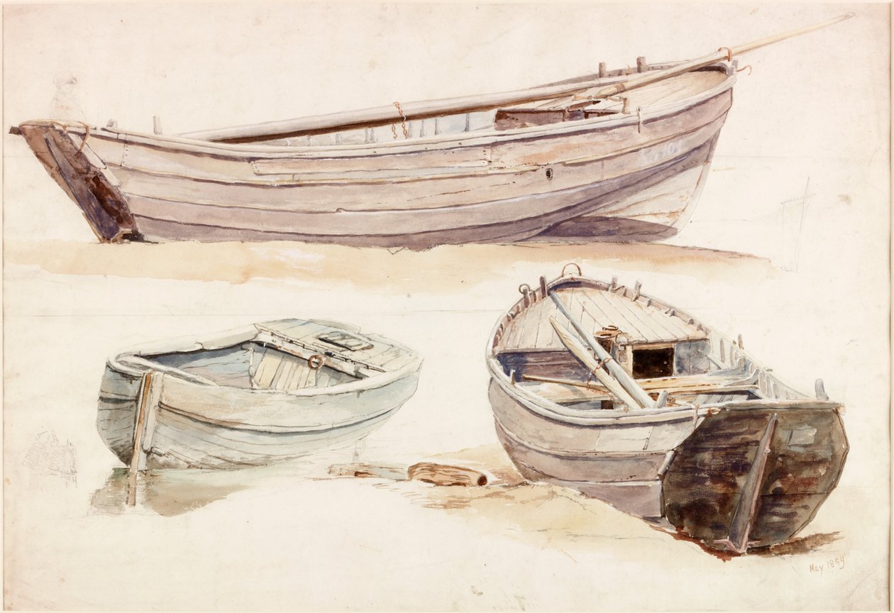 Studier av laxbåtar (kroppsfärg) av Charles Napier Hemy