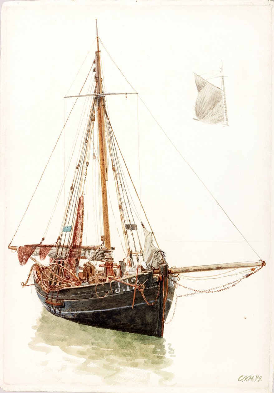 Studie av en fiskebåt (kroppsfärg) av Charles Napier Hemy
