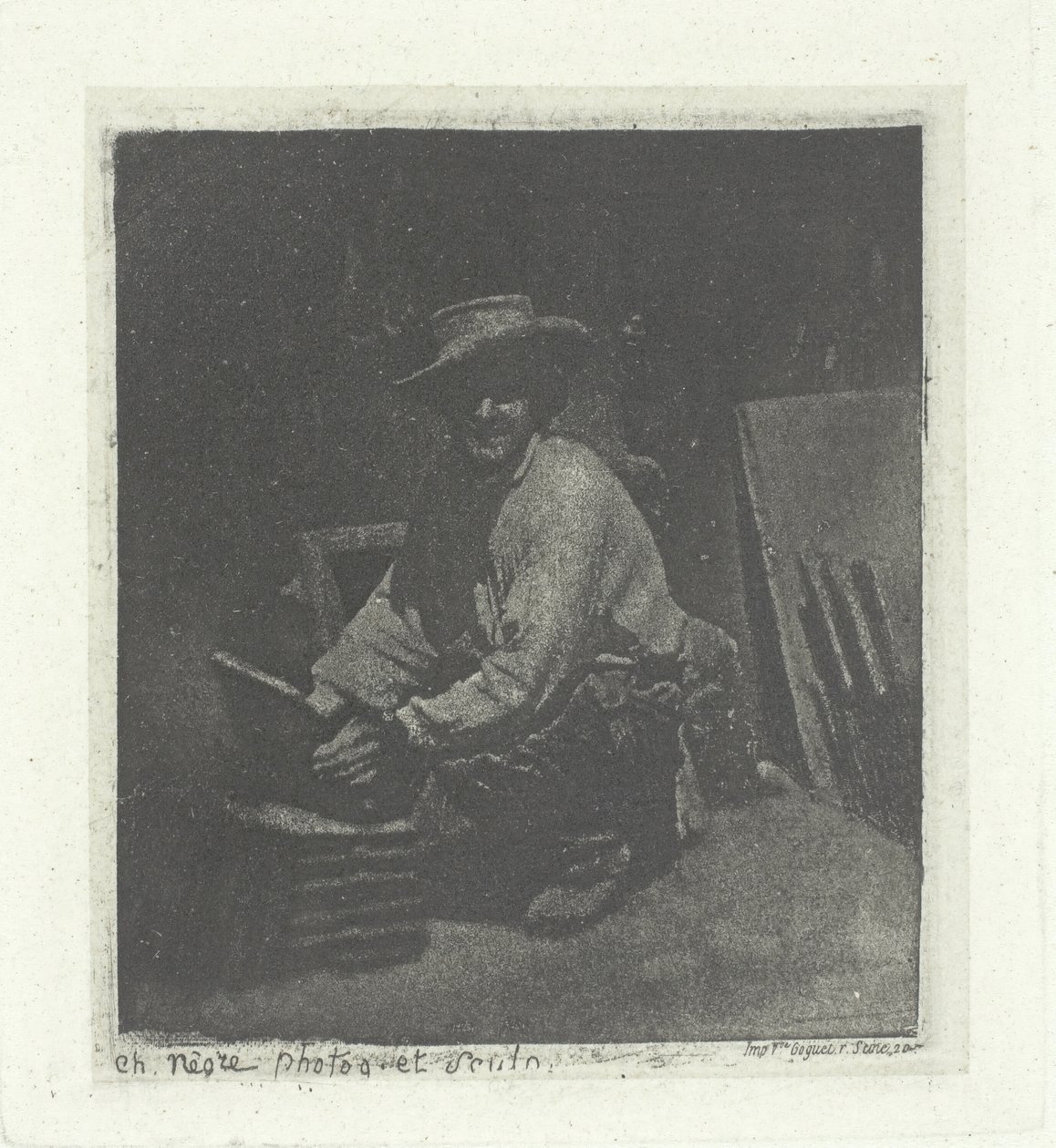 Kneeling Mason, februari-mars 1854, tryckt 1982. av Charles Nègre