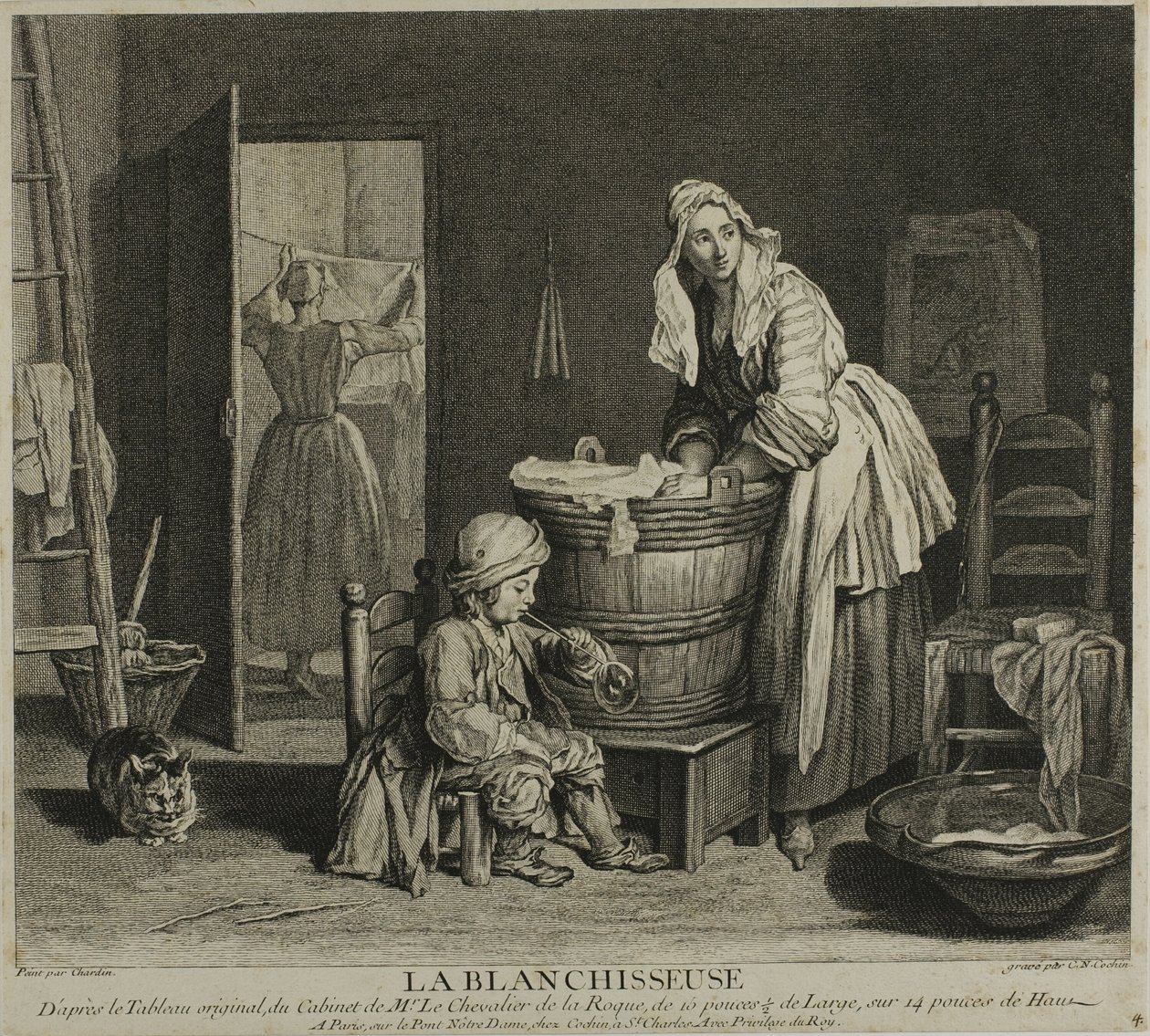 Tvättkvinnan av Charles Nicolas Cochin I