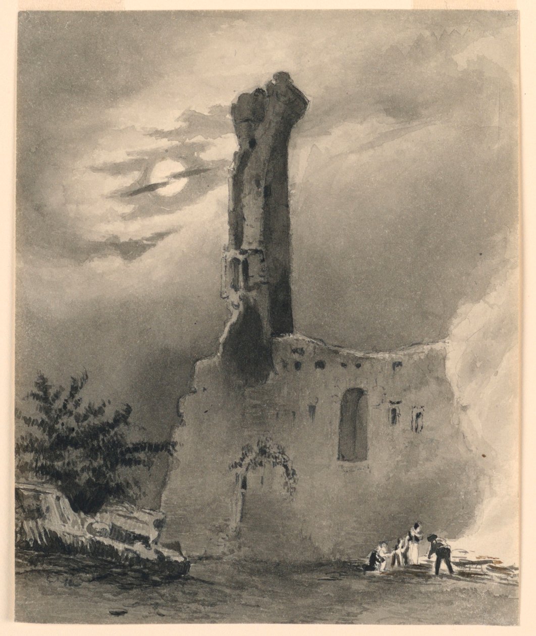 Ruinerna av ett medeltida slott av Charles Nicolas Ransonnette