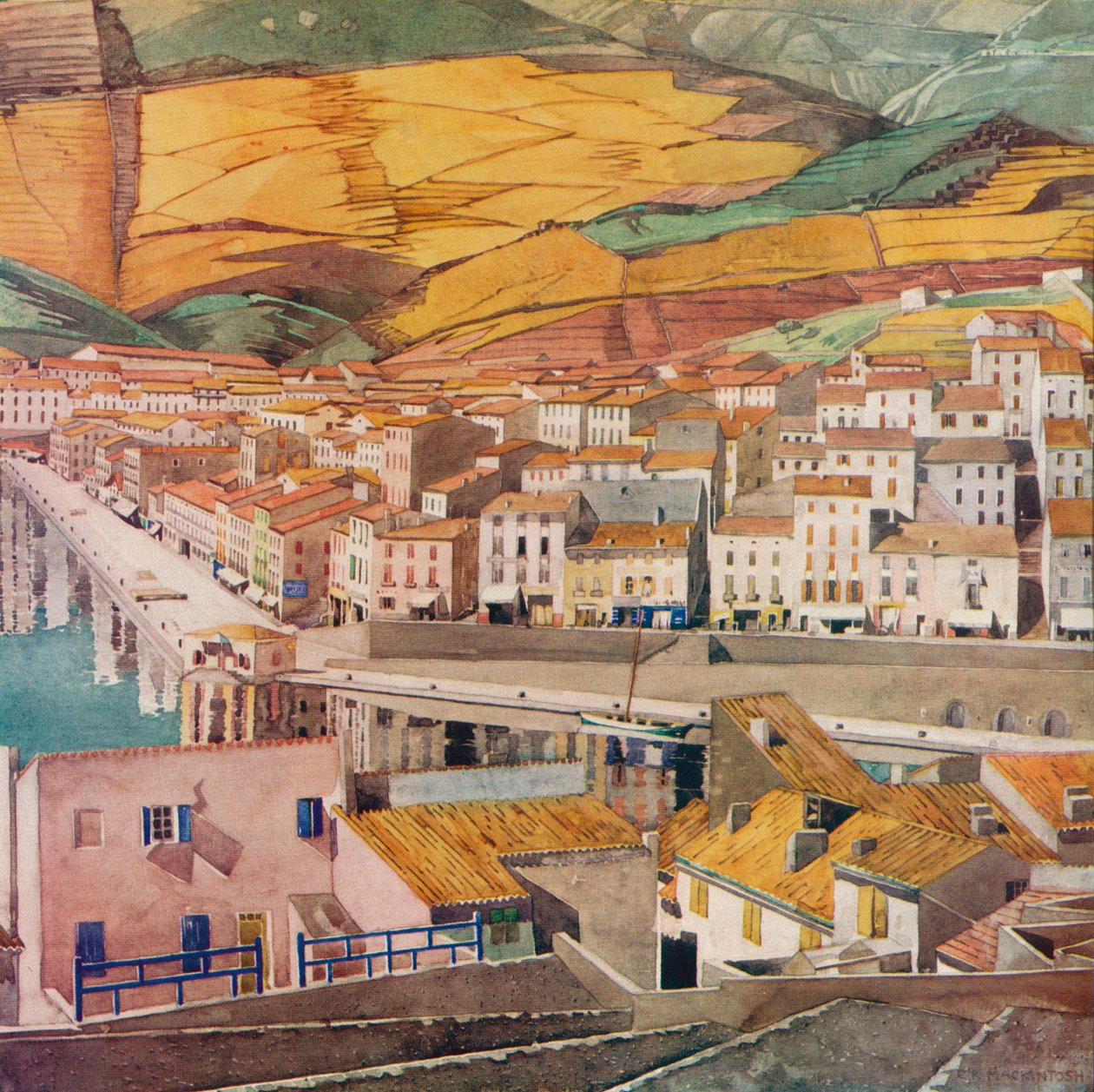Port Vendres, staden, c1925 av Charles Rennie Mackintosh
