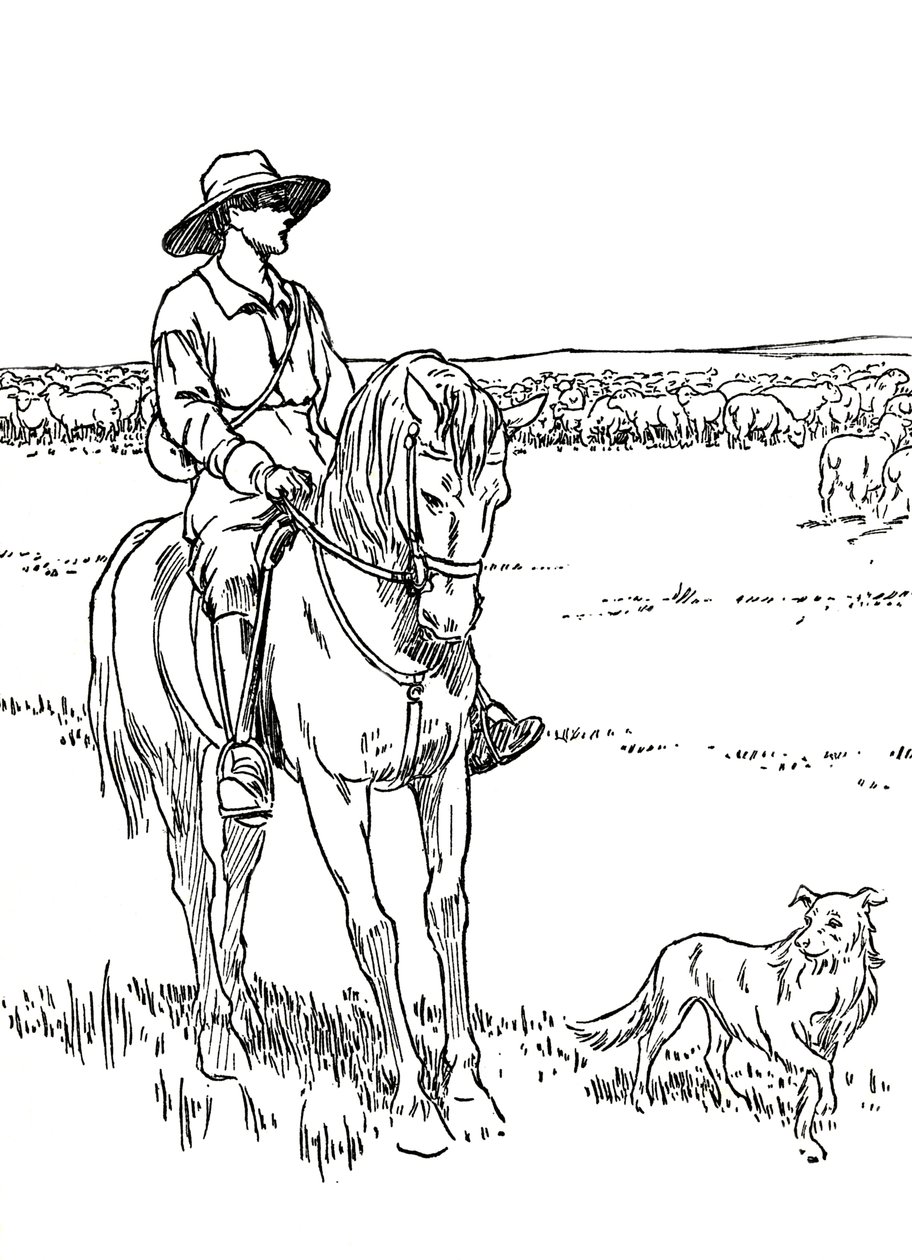 En fårstation i Australien, 1912 av Charles Robinson
