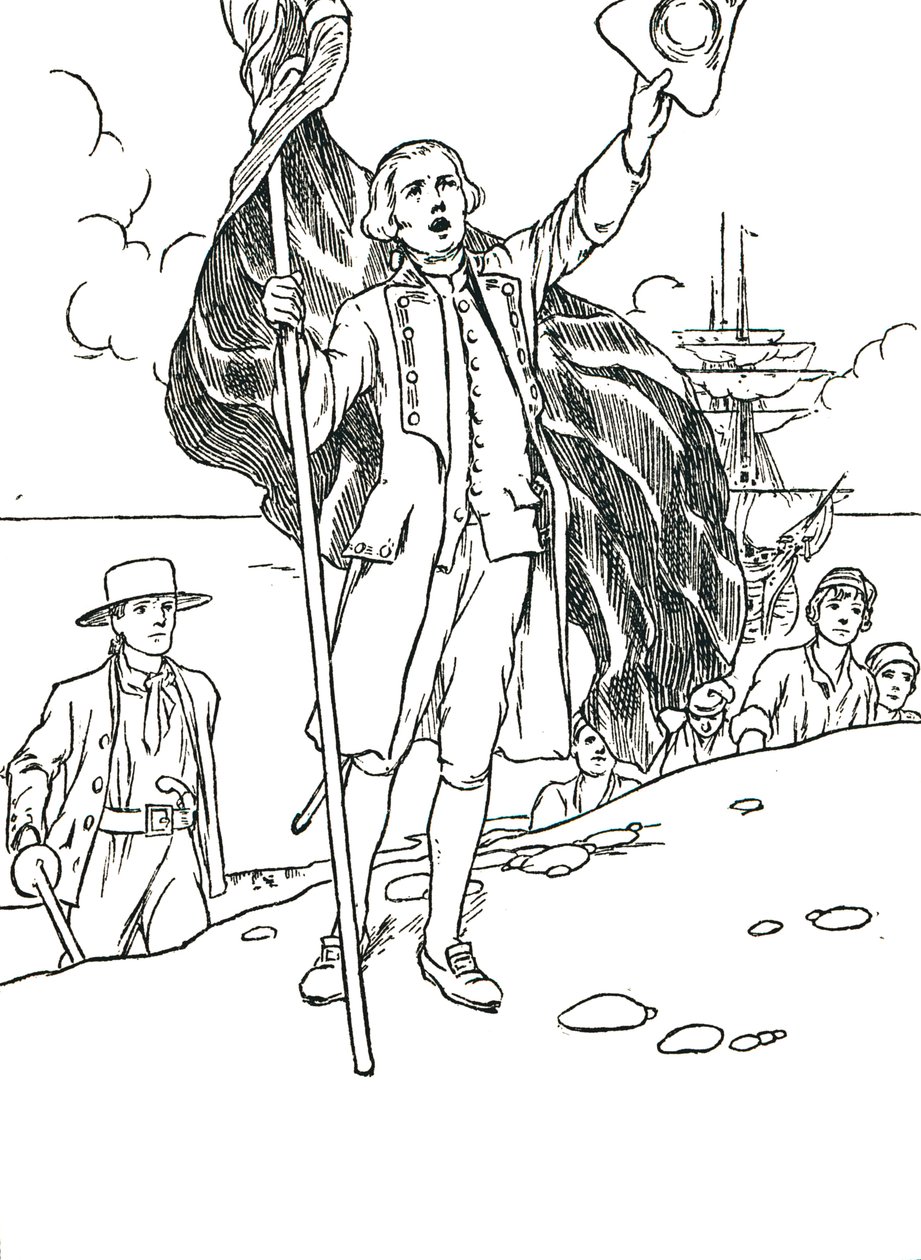 Kapten Cook landar i Australien, 1912 av Charles Robinson