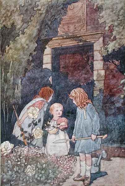 Barnens trädgård, publicerad 1912 (färg litho) av Charles Robinson