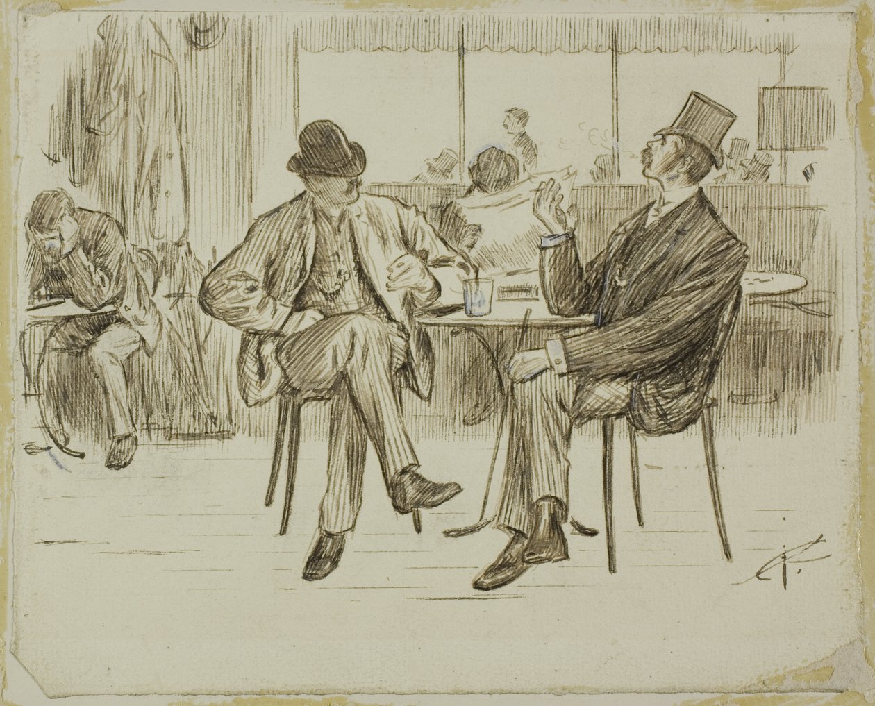 Café Scene av Charles Samuel Keene