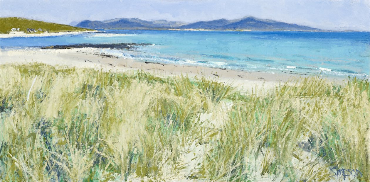 Beach Grasses, Berneray, 2011 (olja på duk) av Charles Simpson